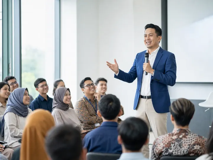 Trainer menyampaikan materi kepada peserta